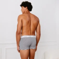 Boxer à rayure en coton Homme Boxers À Motifs