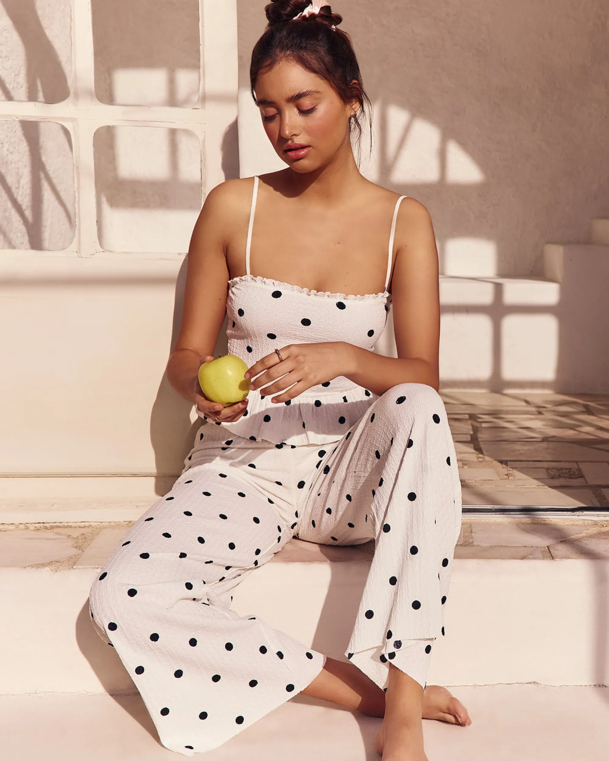 New Caraco atière texturée otif à poi Tops|Hauts De Pyjamas