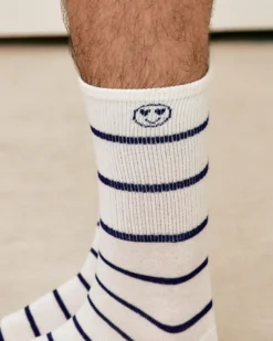 New Chaussettes coton rayures et smiley Homme Chaussettes Et Chaussons