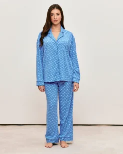 Hot Cheie en jerey côteée otif etiva Hauts De Pyjamas