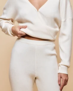 Clearance Pantaon en aie côteée Pantalons