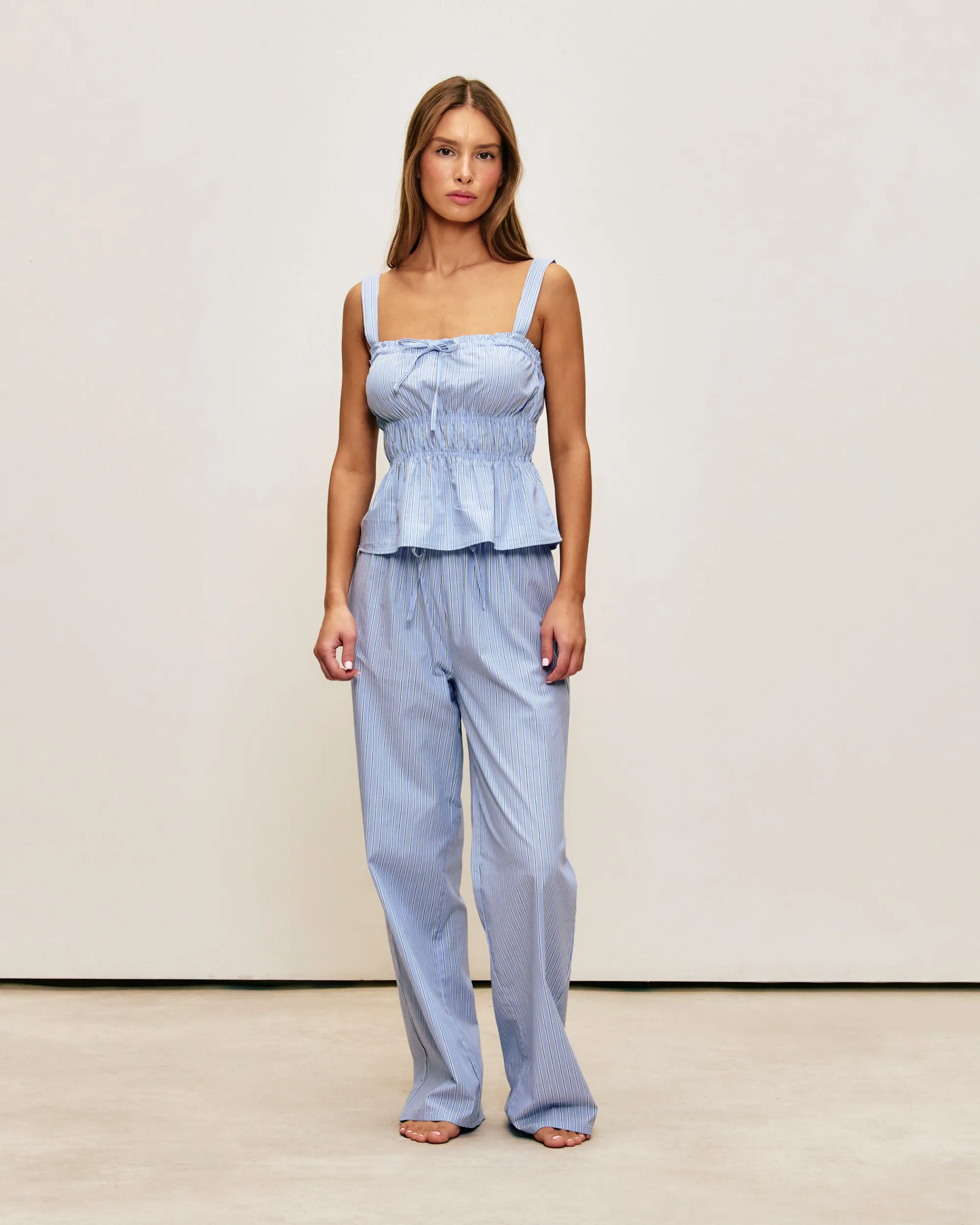 Online Pantaon en popeine de coton à rayure Pantalons De Pyjamas|Pyjamas Pour Les Grandes