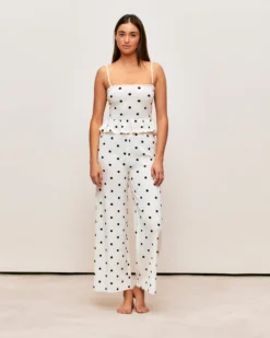 Clearance Pantaon atière texturée otif à poi Pantalons De Pyjamas|Pantalons