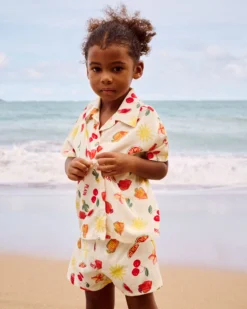 Best Set chemise à manches courtes et short à motifs fruits et fleurs Sets De Pyjamas