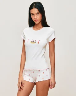 Best hort en jerey avec otif gacé Shorts De Pyjamas|Pyjamas Pour Les Grandes
