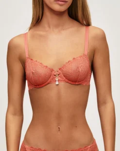 Clearance Soutien-gorge corbeille en dentelle avec fil lurex doré et bijou Avec Armatures|Corbeilles