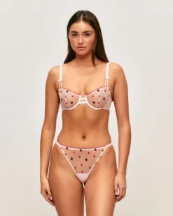 Outlet Soutien-gorge corbeille en mesh brodé de motifs cœurs et coccinelles Avec Armatures|Corbeilles