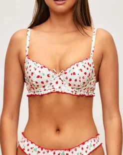 Online Soutien-gorge corbeille en popeline de coton à motif fraises Avec Armatures|Corbeilles