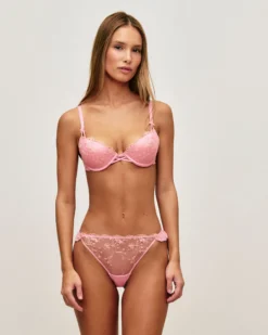 Sale Soutien-gorge push-up en mesh avec broderies florales et nœuds Avec Armatures|Push-Up
