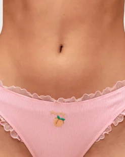 Tanga en coton broderie pêche "Peachy Tangas