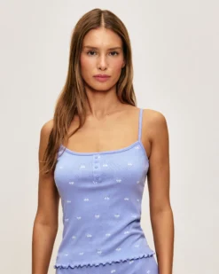 Discount Top en coton pointee avec iprié nœud Hauts De Pyjamas