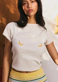 Discount T-hirt en jerey broderie banane Tops