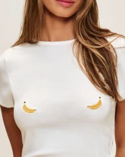 Discount T-hirt en jerey broderie banane Tops