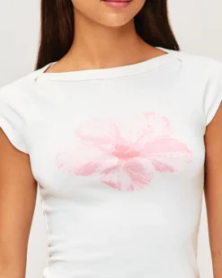 New T-hirt anche courte en jerey iprié hibicu Hauts De Pyjamas|Pyjamas Pour Les Grandes